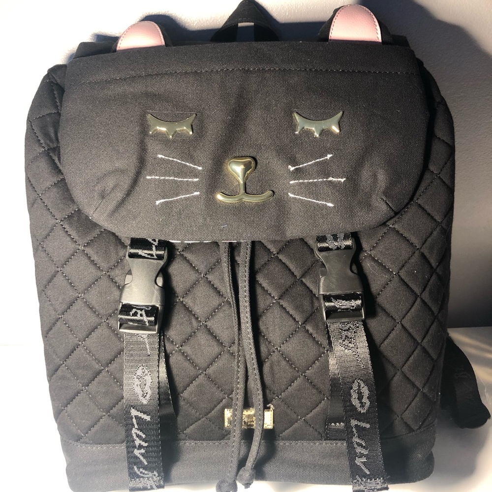 Betsey Johnson Canvas Quilted Cat Backpack